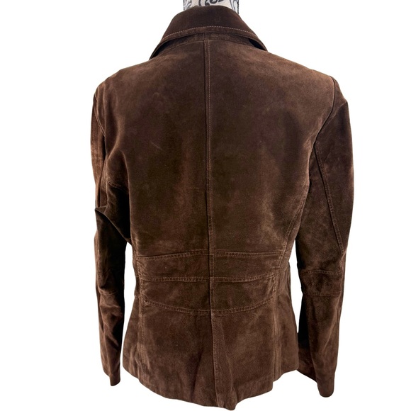 Bernardo Genuine Suede Leather Jacket Brown Zip Front Tailored Classic Luxe, M - Picture 5 of 13